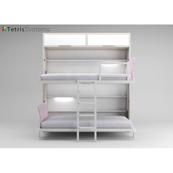Folding bunk bed with lofts and light