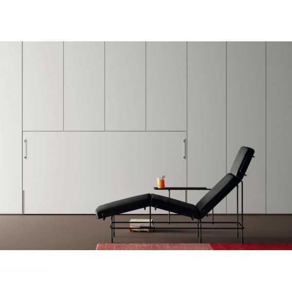 Horizontal folding bed without frame integrated between wardrobes