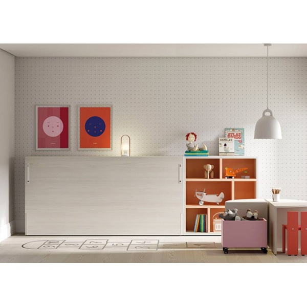U+D series horizontal folding bed with bookcase and games table