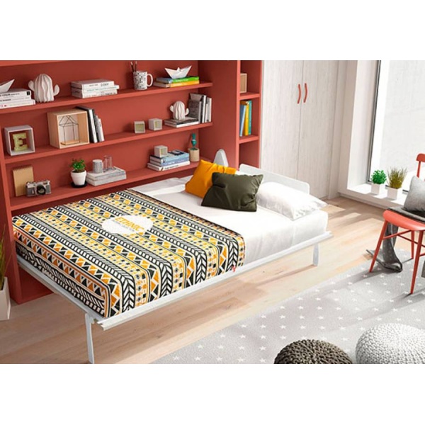 Studio with 135cm folding bed + wardrobe and bookcases.