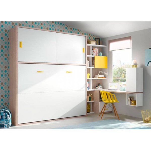 135cm folding bed with wardrobe and study area.