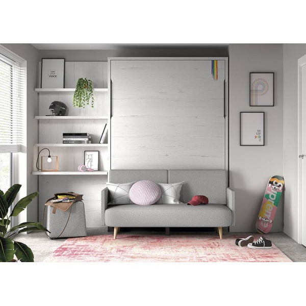 Family room with vertical folding bed