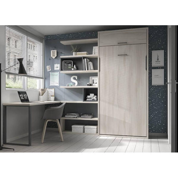 Children's room with a 90 x 190 vertical folding bed with a loft