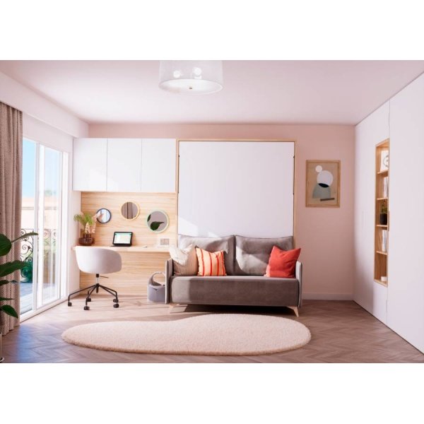 Room with folding bed and desk