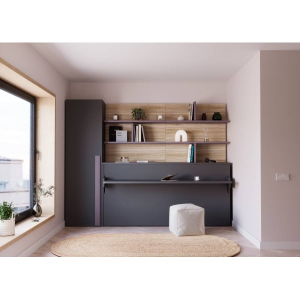 Folding bed with integrated table