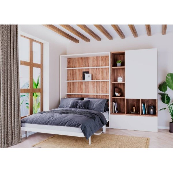 Horizontal folding bed with sofa