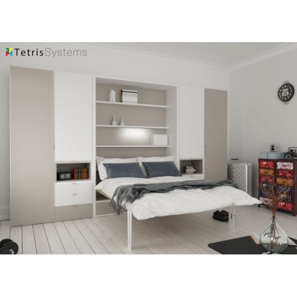 Folding double bed 135 x 190 with wardrobes