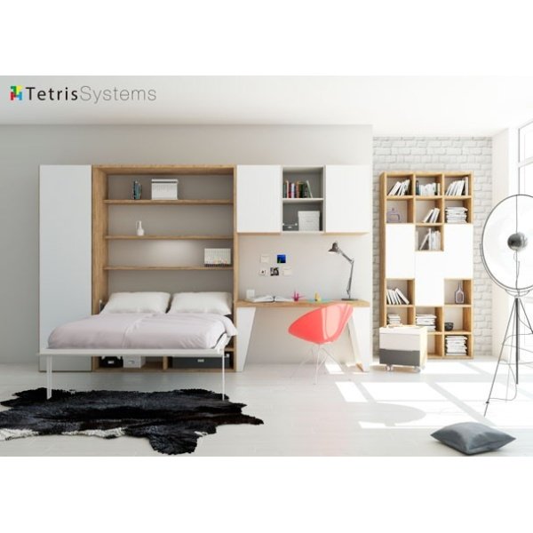 Bedroom with folding bed WALLBED 135 x 190 cm.