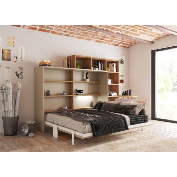 Horizontal folding bed 150 x190 with desk