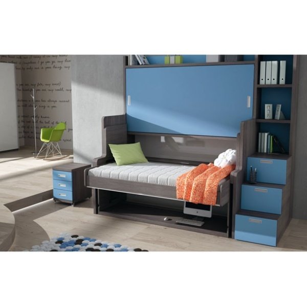 Children's room with folding bed-table-bunk bed