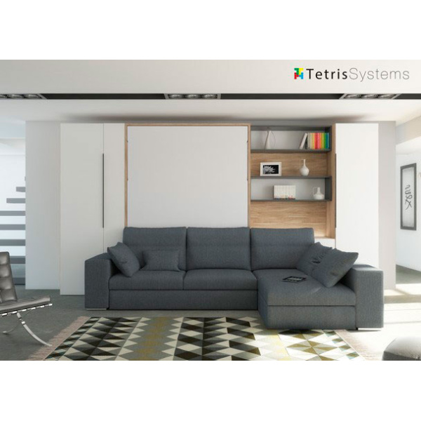 Living room with vertical folding bed and chaise longue