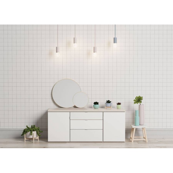 Combined white TV sideboard