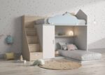 Children's house bunk bed with drawers and wardrobe - Image 2