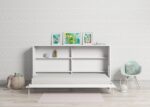 Horizontal folding bed measuring 90 x 190 with table and interior shelves