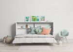 Horizontal folding bed measuring 90 x 190 with table and interior shelves - Image 2