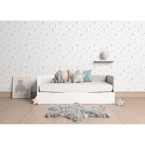 Trundle bed with sliding lower base and upholstered backrests
