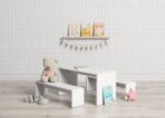 Rectangular children's table and two stools - Image 2