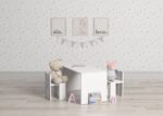Rectangular children's table with two children's chairs - Image 2