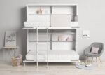 Horizontal folding bunk bed 90x190 with ladder shelf and protector - Image 2