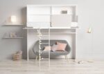 High folding bed with ladder and guard