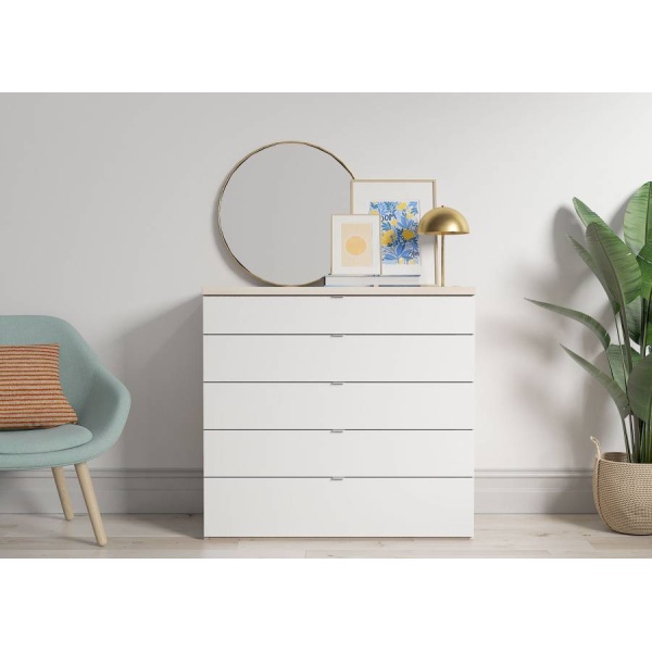 100 cm wide worktop with 5 drawers
