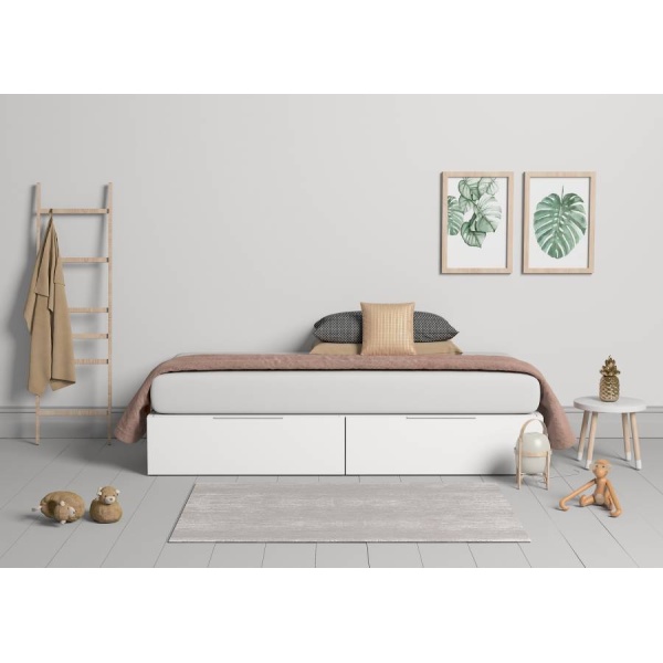 Modular bed measuring 90 x 190 consisting of 2 drawers with guides