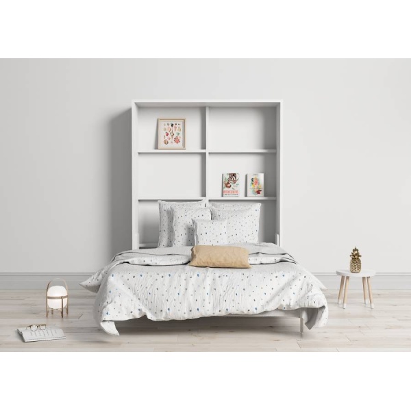 Vertical folding bed 135x190 with internal shelves
