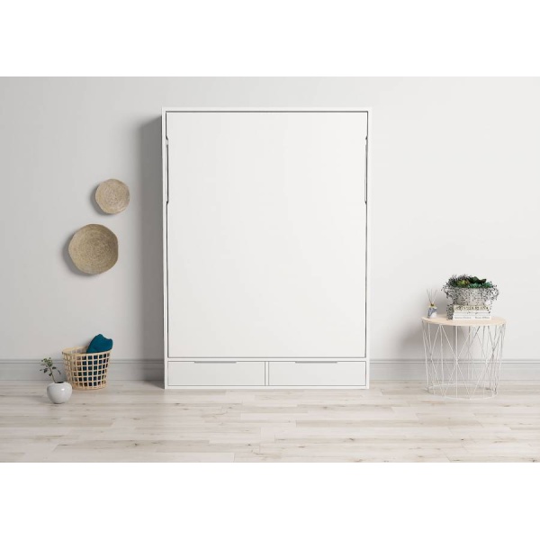 Vertical folding bed with folding lower door