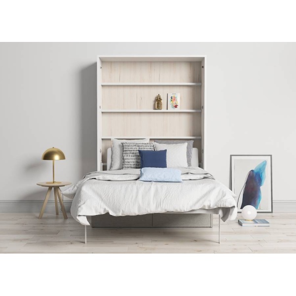 Folding bed with vertical sofa 150 x 190 cm with 2 drawers