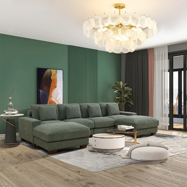 Homix L-Shaped Sectional Natural wood