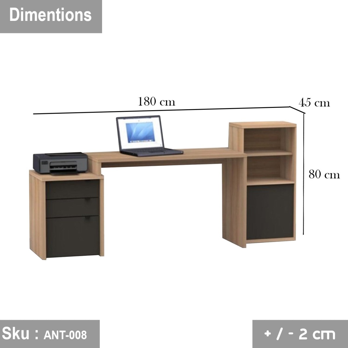 Roland Mdf Wood Desk - Image 3