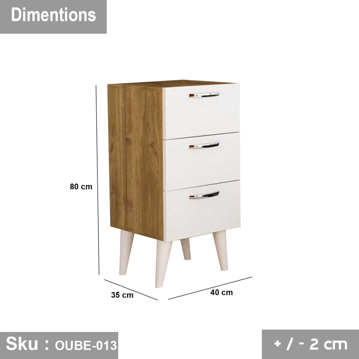 High quality MDF wood nightstand - OUBE-013 - Image 3