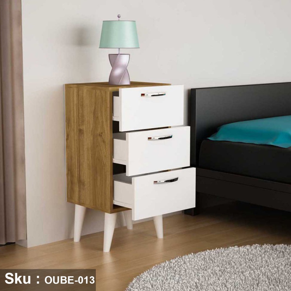 High quality MDF wood nightstand - OUBE-013 - Image 4