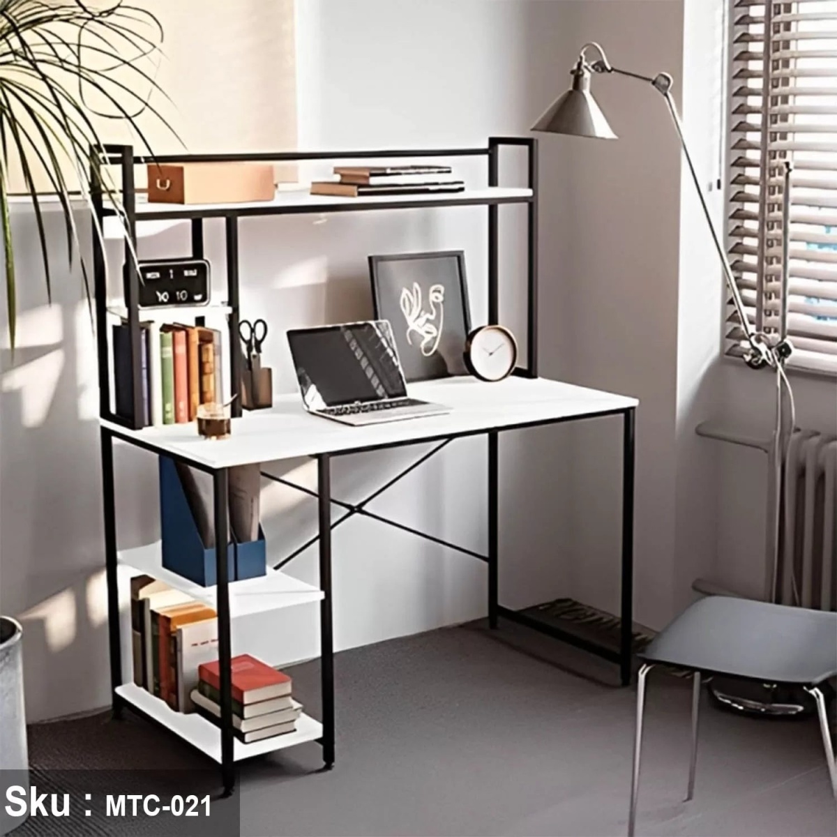 Melamine wood desk - MTC-021 - 120cmX140cm - white color - Image 1