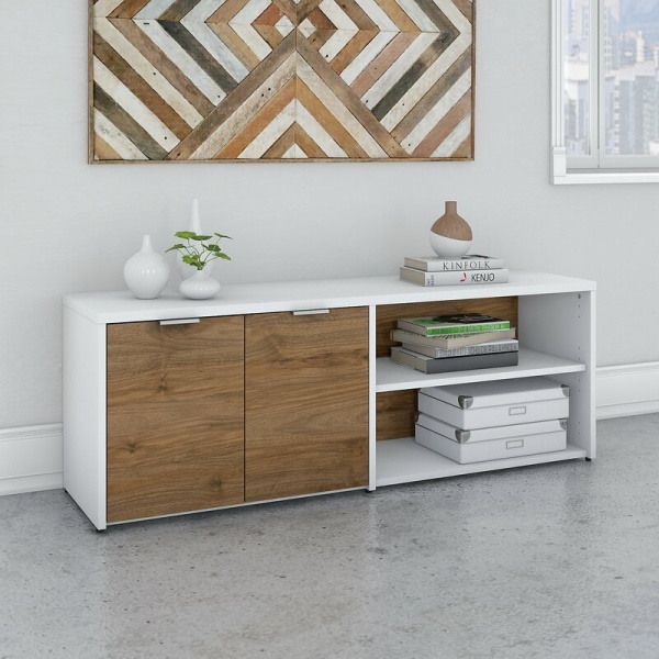 Lowarzo White and Wooden storage cabinet