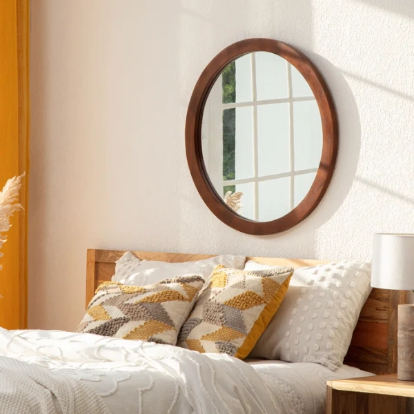 Stoya Wooden Framed Wall Mirror - Round