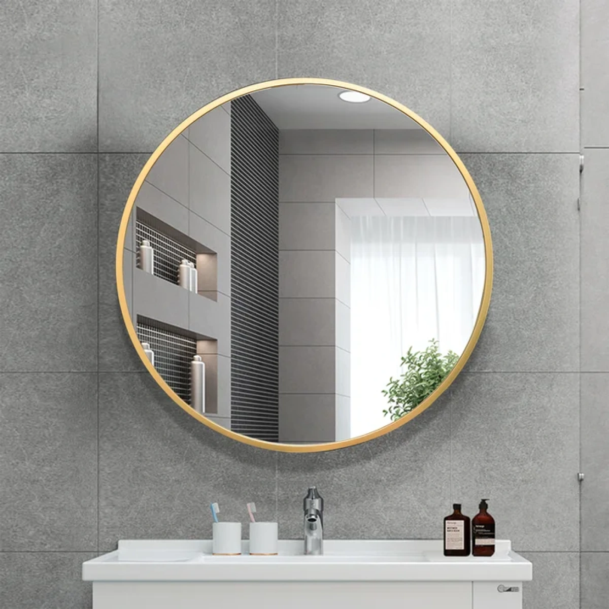 curyna Round Wall Mounted Mirror - Image 1