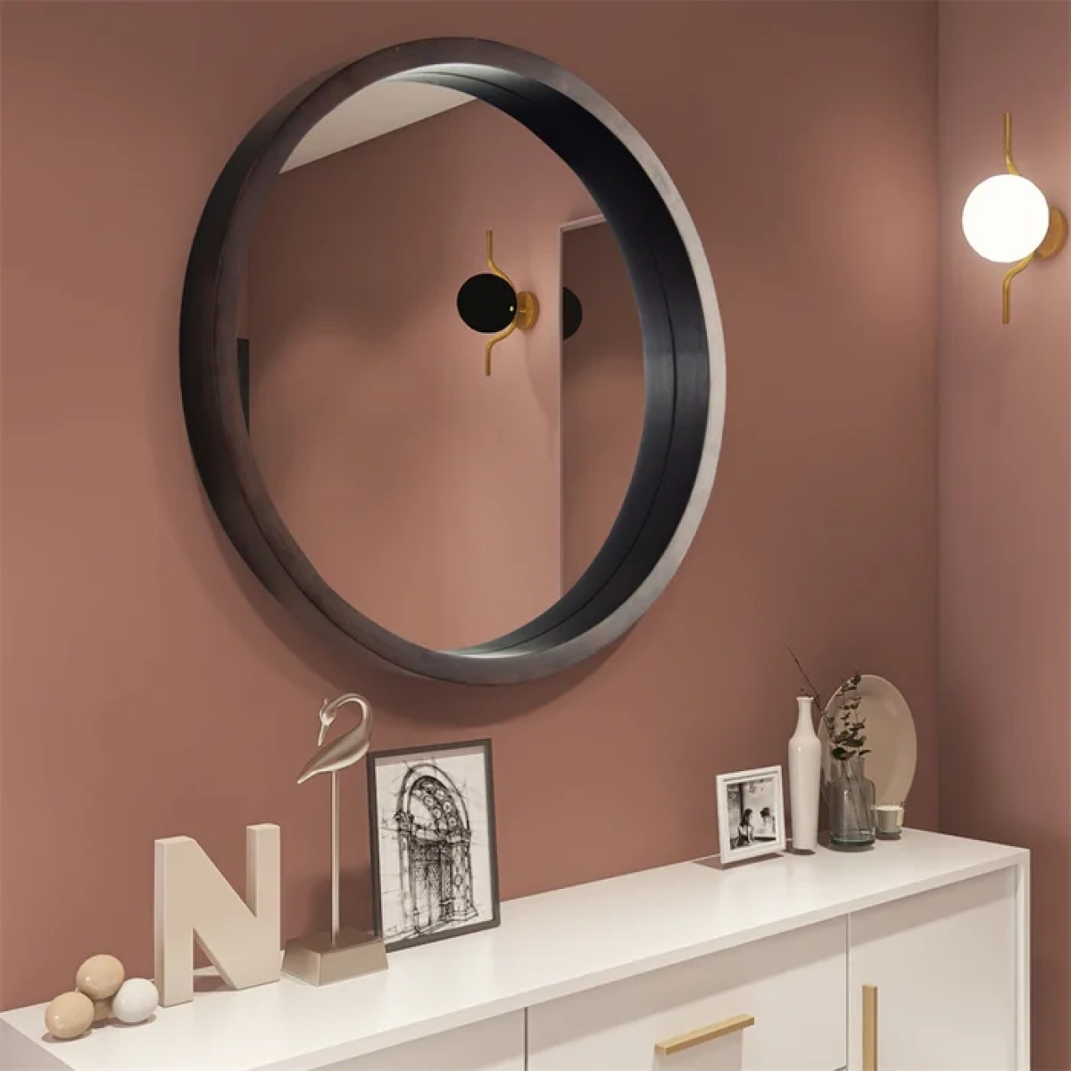 Gravity Round Wood Wall Mirror - Image 2