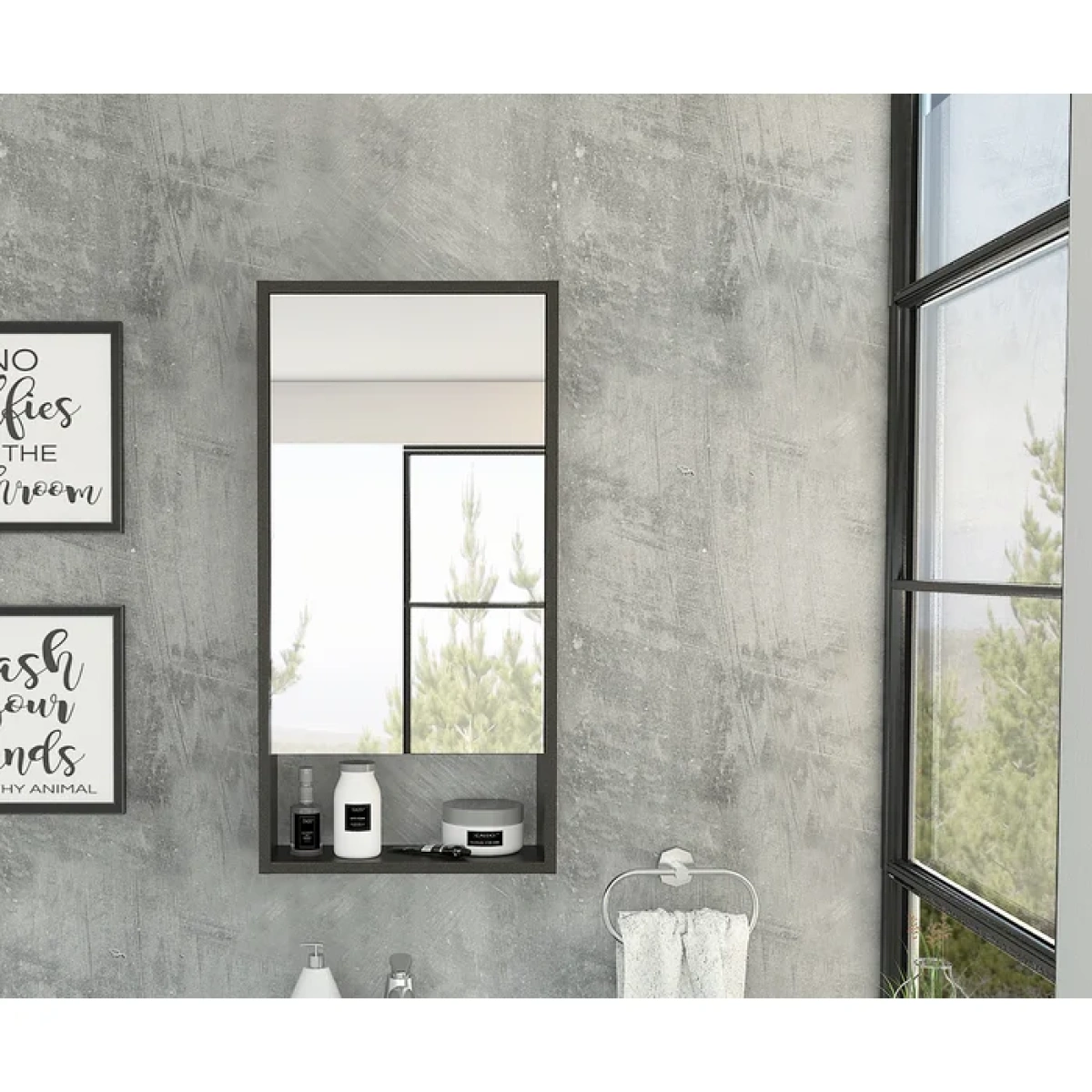 Tallis Modern Bathroom Mirror with Cabinet - Image 6