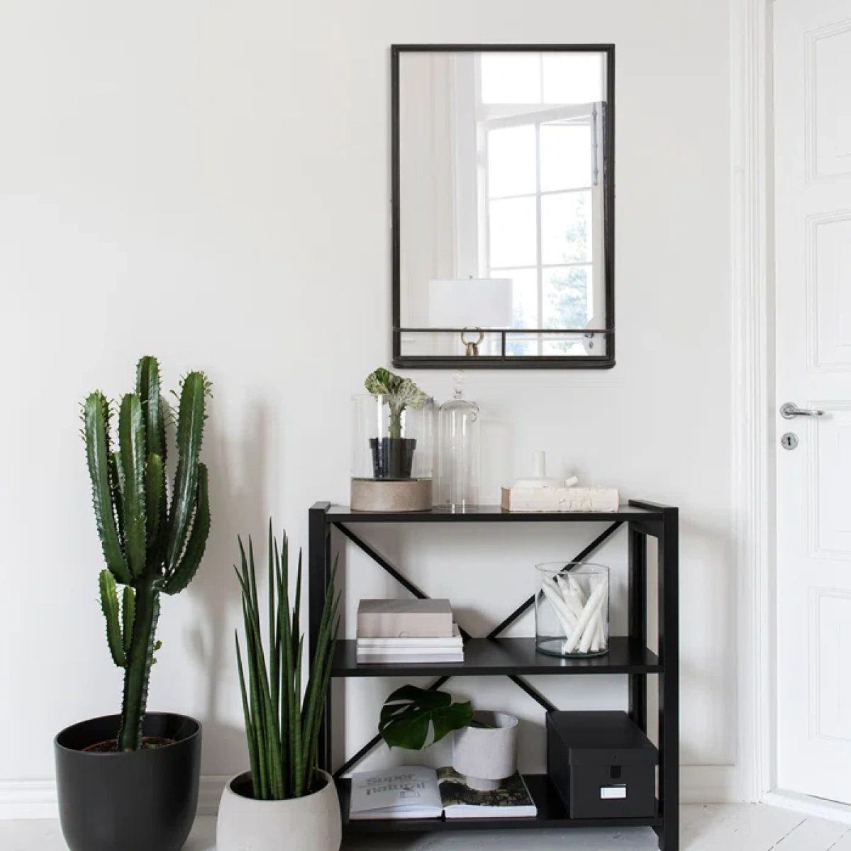 Divis Rectangle Metal Wall Mirror with Shelf - Image 3