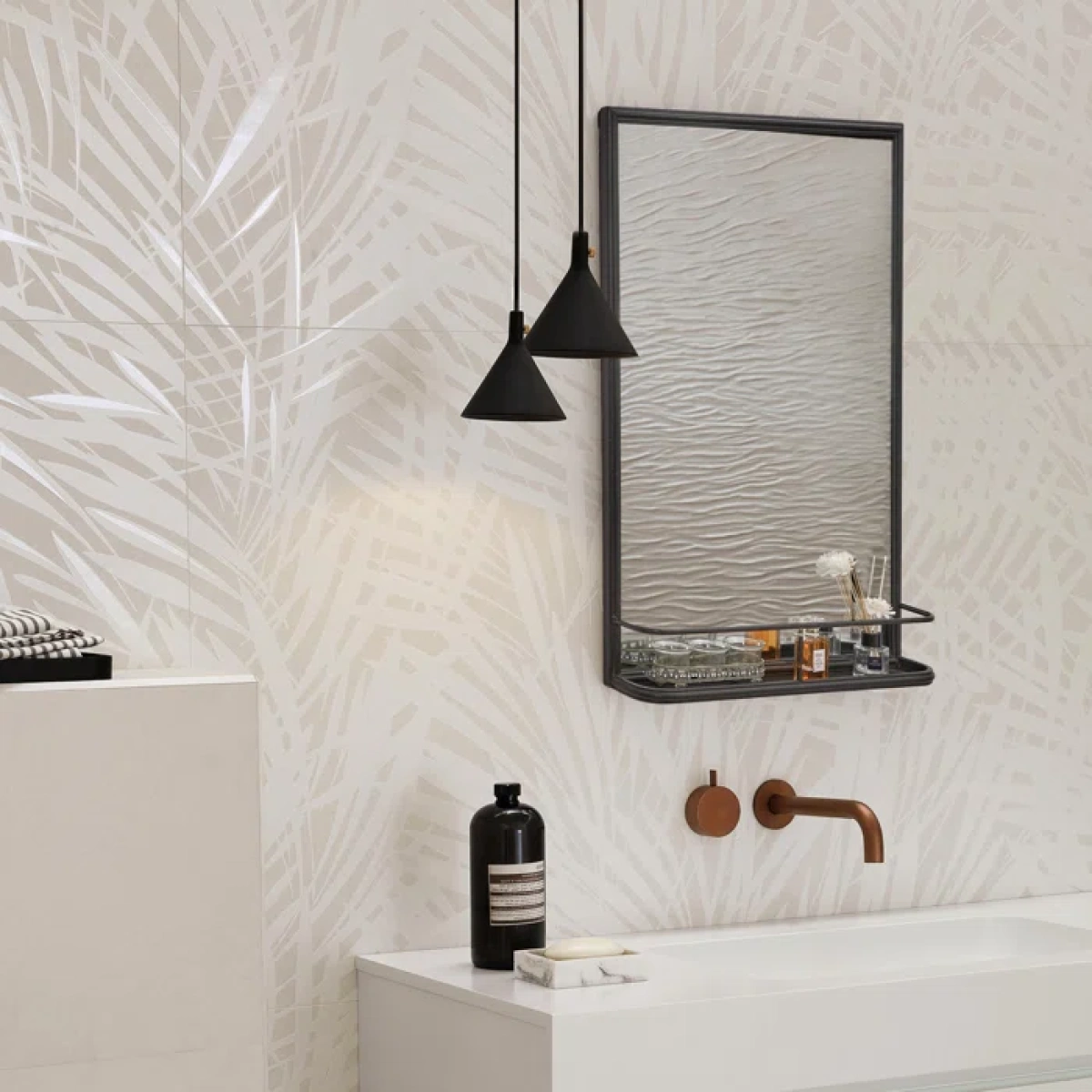 Divis Rectangle Metal Wall Mirror with Shelf - Image 4