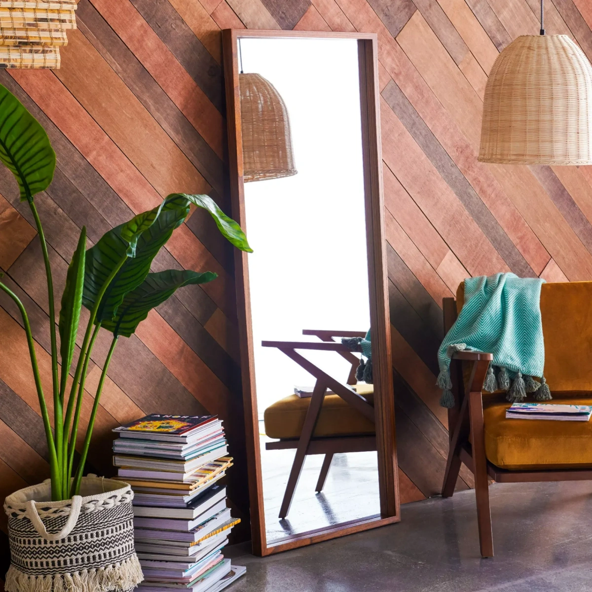 Benson Rectangle Wood Leaner Mirror - Image 1