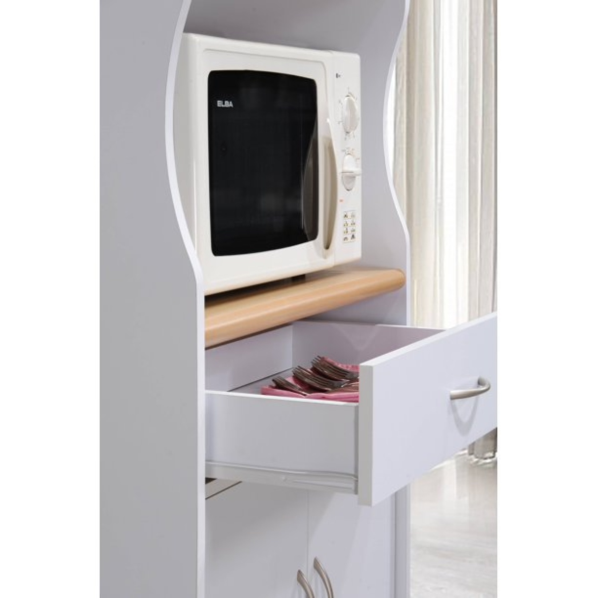 Sandi Microwave Kitchen Cart - White - Image 4