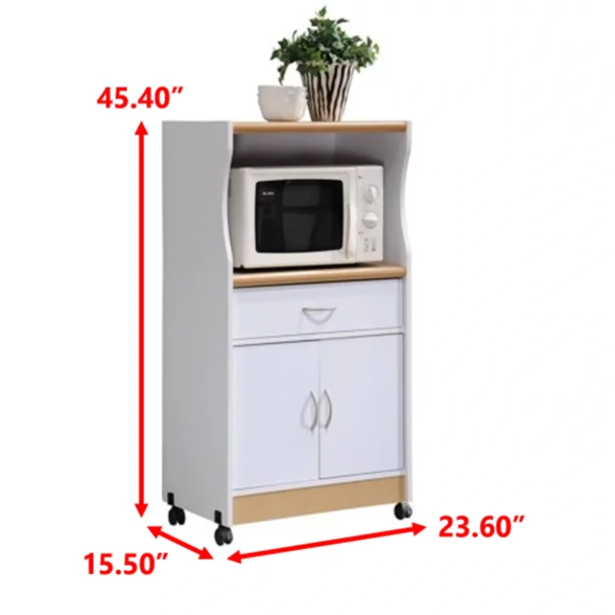 Sandi Microwave Kitchen Cart - White - Image 5