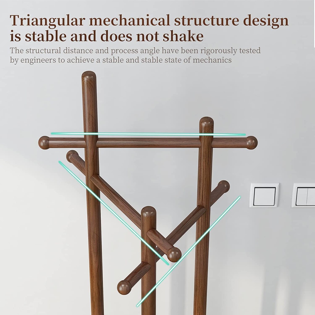 Antique Wooden Rotary Coat Rack Stand with 3 Shelves - Image 3