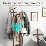 Antique Wooden Rotary Coat Rack Stand with 3 Shelves - Image 4