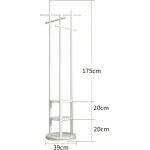 Antique Wooden Rotary Coat Rack Stand with 3 Shelves - Image 11