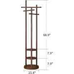Antique Wooden Rotary Coat Rack Stand with 3 Shelves - Image 12