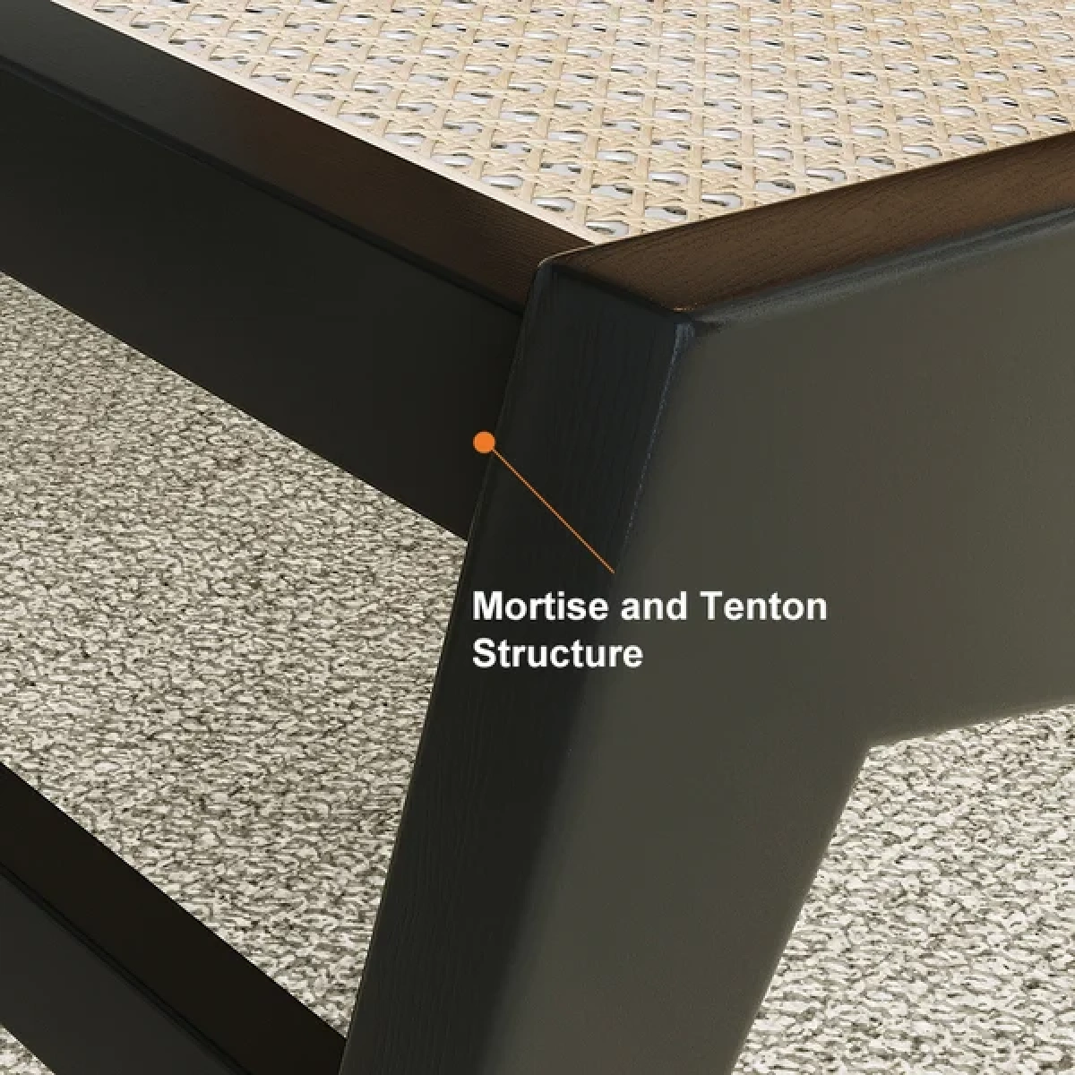 Japandi Black Rattan and Wood Lounge Chair - Image 2