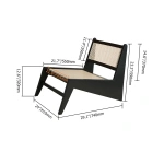 Japandi Black Rattan and Wood Lounge Chair - Image 5